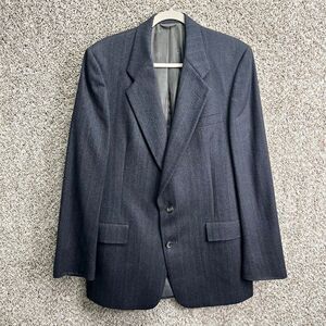 Christian Dior Blazer Men’s 42 Gray and‎ Blue Herringbone Patterned Suit Jacket